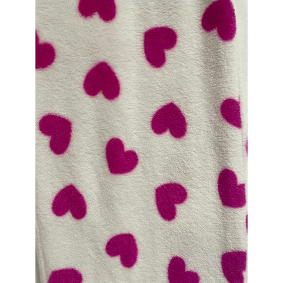 Just Love Pajama Pants Medium White Pink Hearts Elastic Waist No String Cozy - Picture 2 of 4